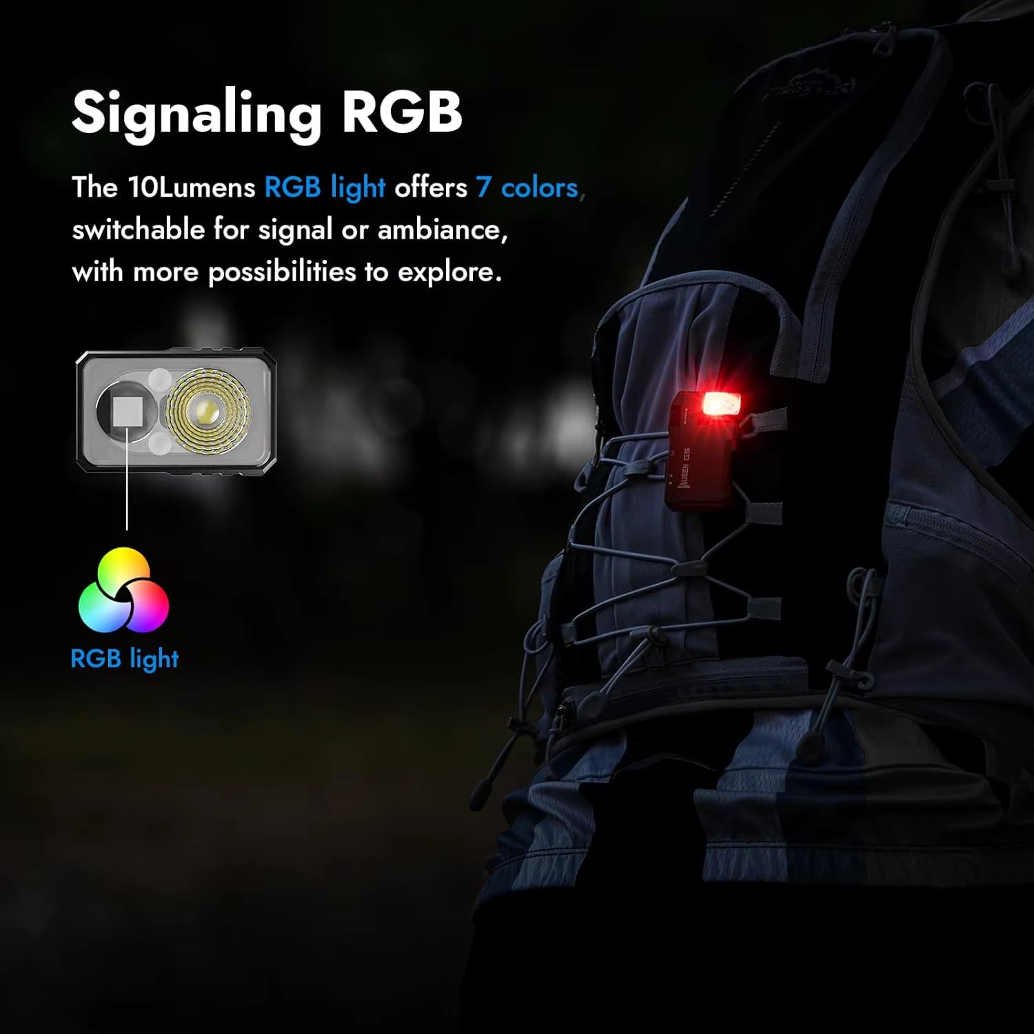 G5 Rechargeable EDC Flashlight, 400 Lumens Dual Light Sources Mini Flashlight with RGB Light, Portable Pocket Hiking Flashlights